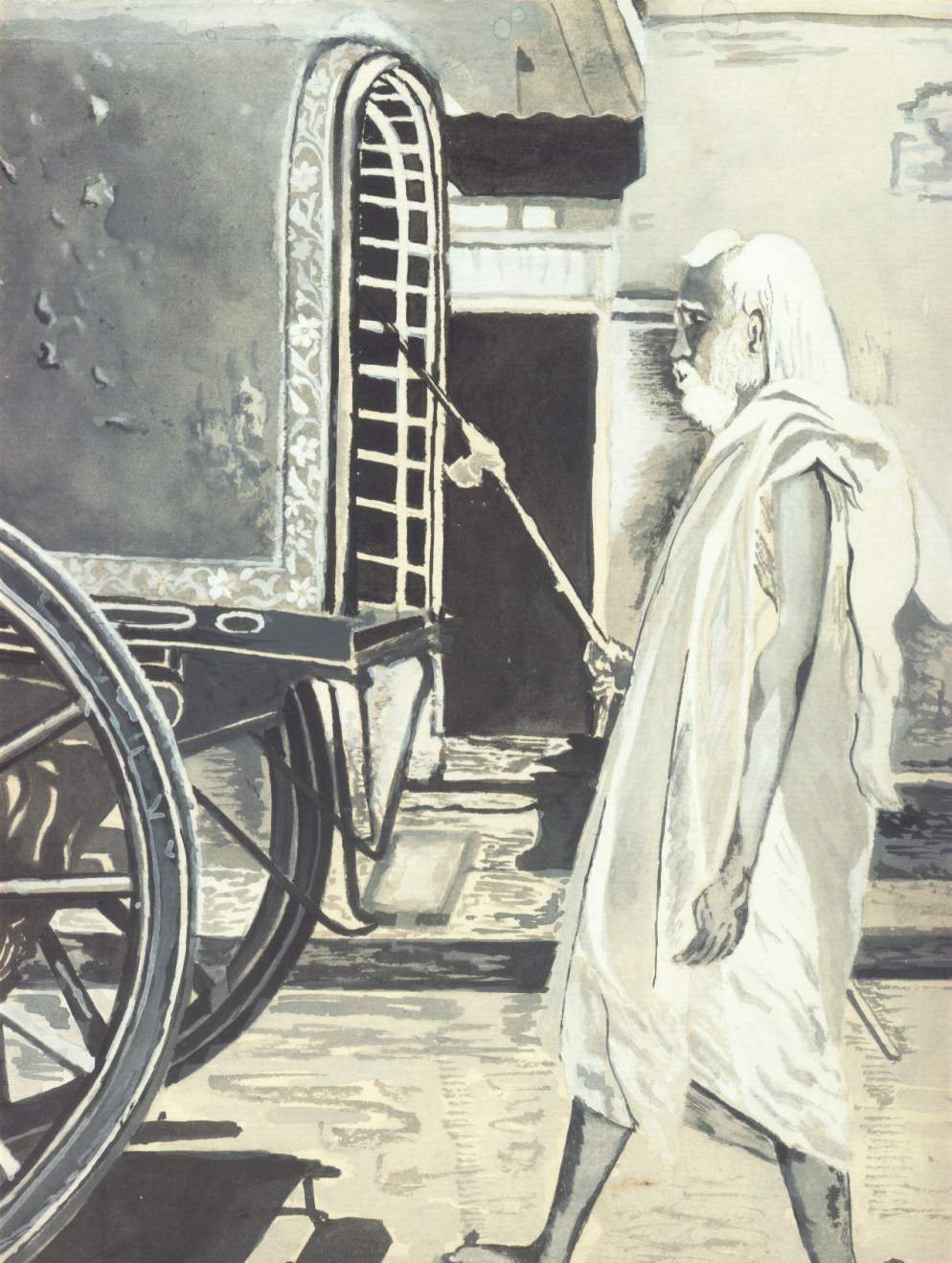 Periyava_Walking_BN_Drawing